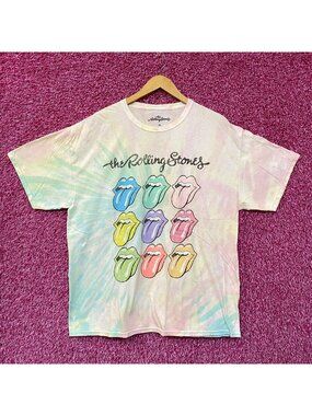 The Rolling Stones Hot Lips Pop Art Rock Pastel Tie Dye XL